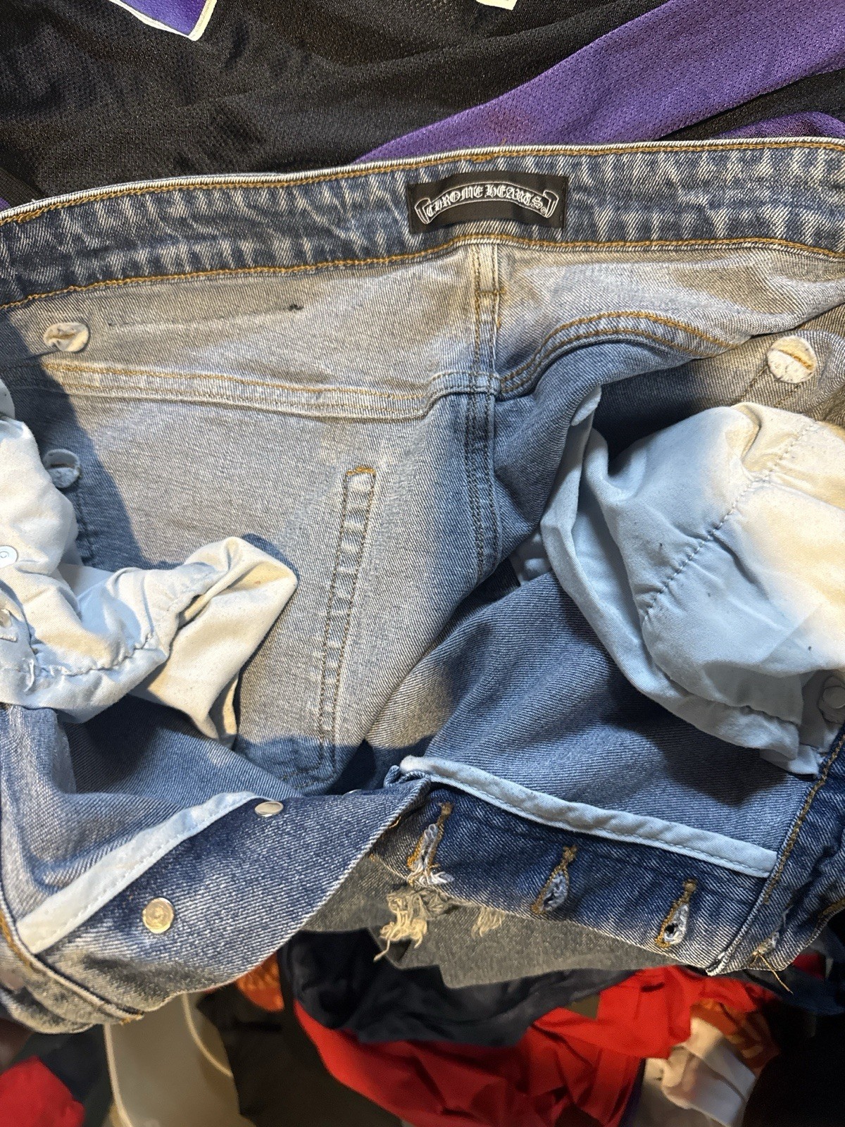 Chrome Hearts Inspired Cross Patch Blue Denim Jeans 36x30 thumbnail 20