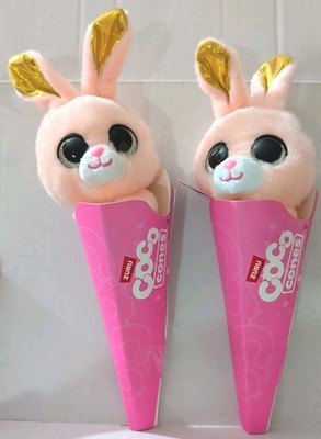 2 Zuru Coco Cones Bon-Bon Bunny Plushies NWT & Cone Packaging Cute Collectible