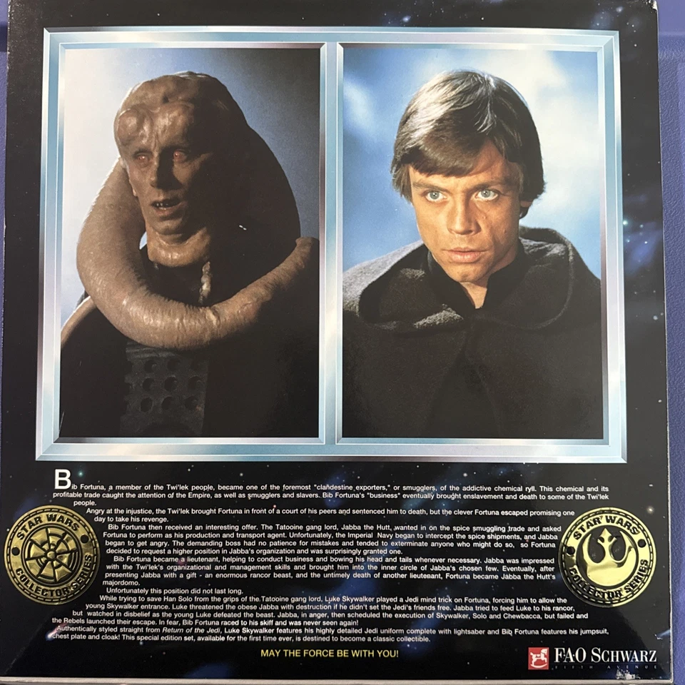 Star Wars FAO Schwartz JEDI LUKE SKYWALKER y BIB FORTUNA 12" 1997 (sin abrir) Foto 2 de 2