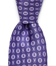 Psycho Bunny Tie 100% Silk English Fabric Made In USA NWT Purple