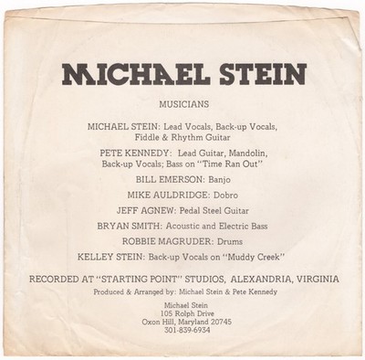Pic sleeve: Michael Stein: Time Ran Out