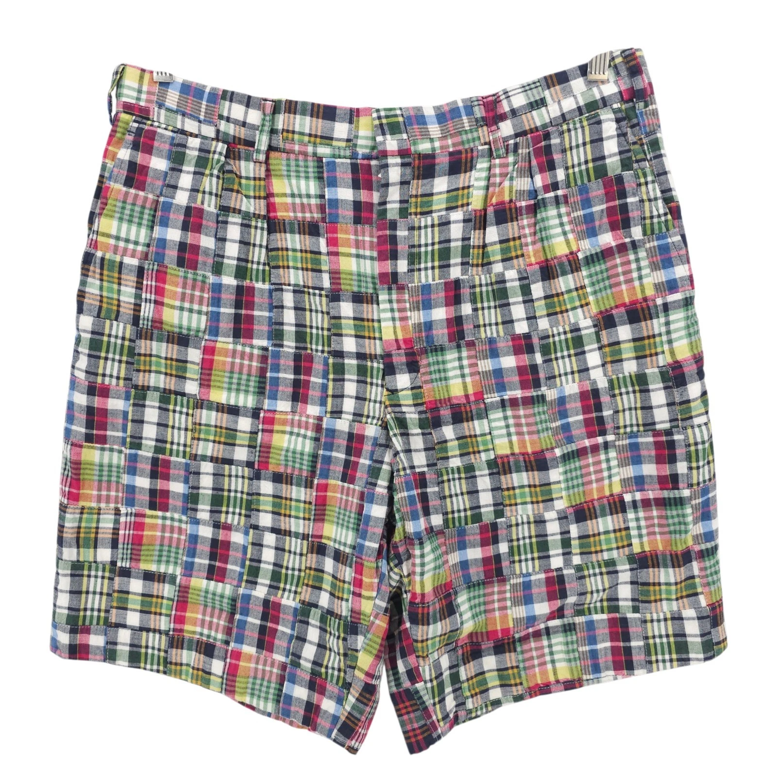 ENGLISH SPORTS SHOP BERMUDA Plaid Shorts Handwoven Indian Madras Pleated Size 36