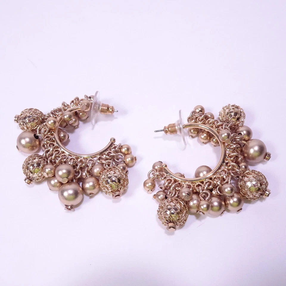 Brincos de argola femininos Neiman Marcus Lee Angel malha ouro brilhante novo com etiquetas 110 - Imagem 3 de 4