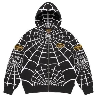 Sweat à capuche zippé noir Supreme x Vanson en cuir Spider-Man - Photo 1/3