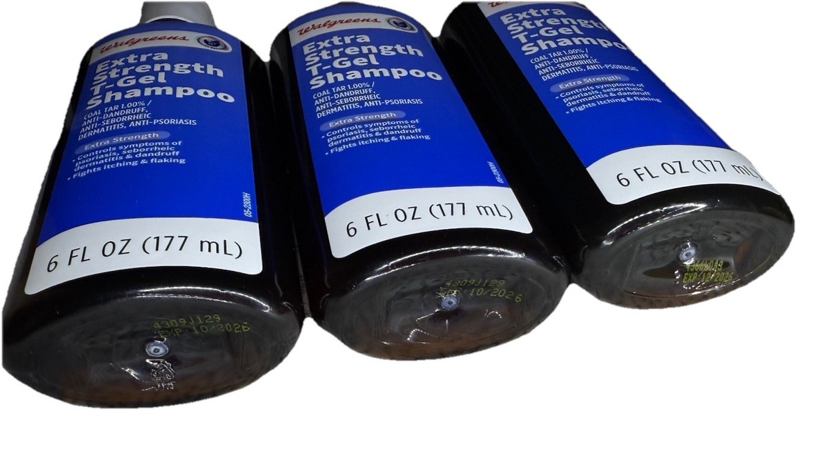 3X Walgreens T-Gel Extra Strength Shampoo Coal Tar 6oz Compares