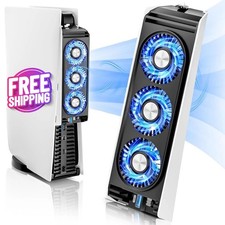 PS5 Cooling Fan with LED Light  Quiet Dual Speed Cooler USB 3.0  Disc Digital