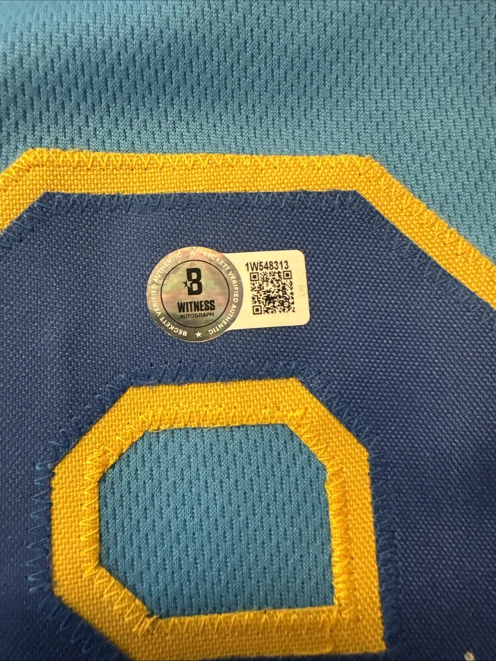 Jersey azul polvo personalizado firmado por Robin Yount de los Cerveceros con "HOF '99" | Certificado de autenticidad Beckett Foto 4 de 4