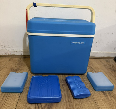 Große Vintage blau weiß Camping Gaz 28L Kühlbox Kühlbox Eisbox 70 er - 80 s 