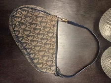 Dior Trotter Saddle Bag Small Navy Blue Canvas/Leather