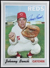 Johnny Bench Signed Poster Official HOF Holo 1970 Topps Cincinnati Reds Auto