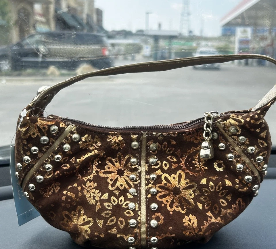 Bolso Cartera Baguette Vintage Y2K Kathy Van Zeeland Metálico Dorado Micro Mini SoHo Foto 2 de 4