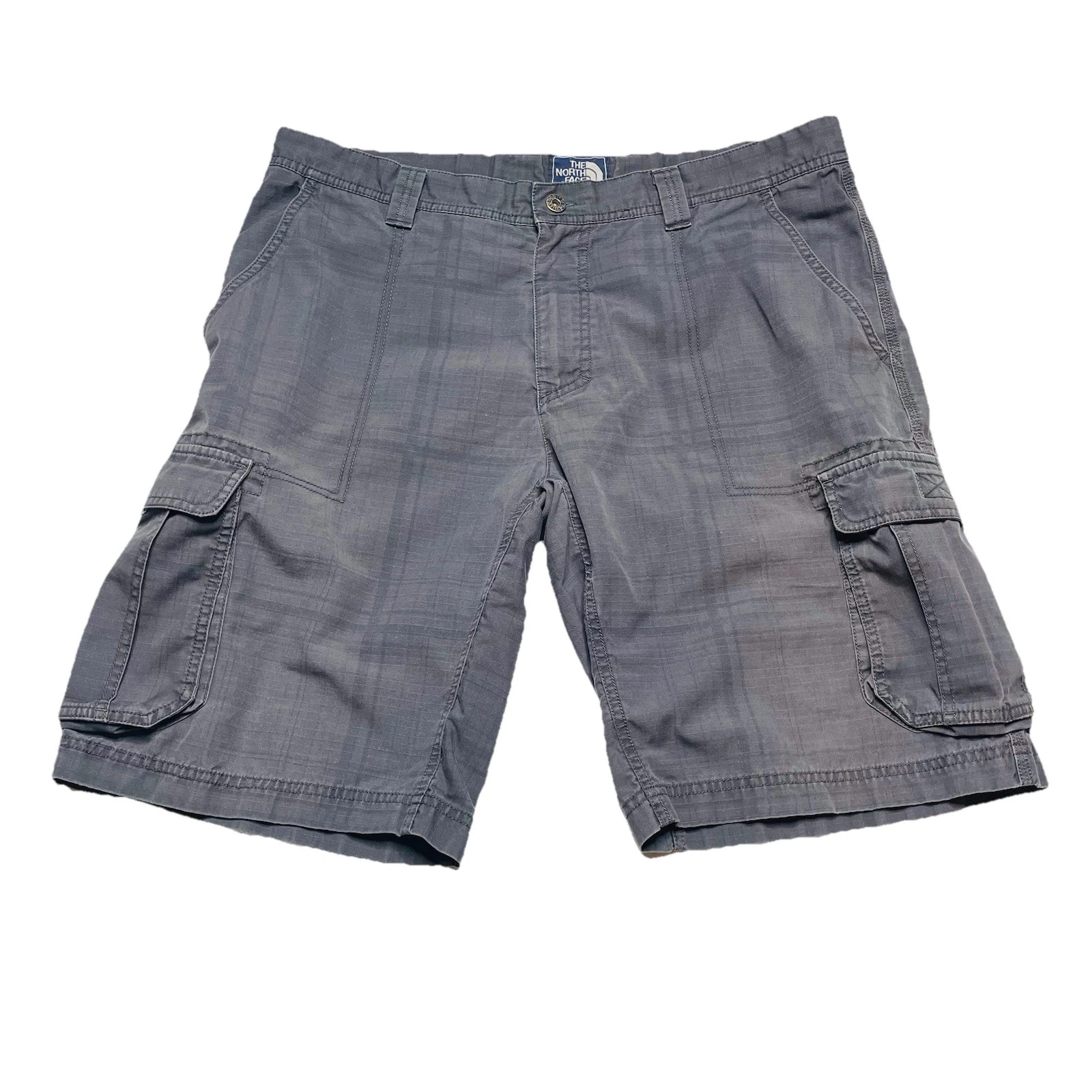 The North Face cargo hiking shorts men's 38 Regular gray plaid outdoor