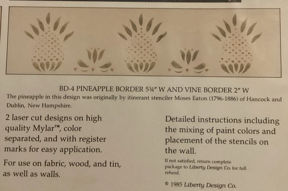 Liberty Design Co. Decorating Stencils - PINEAPPLE BORDER - 5" Wide - Image 4 of 4