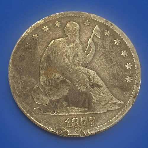1877 Seated Liberty Half Dollar 50 Cents 90% Silver U.S. Coin