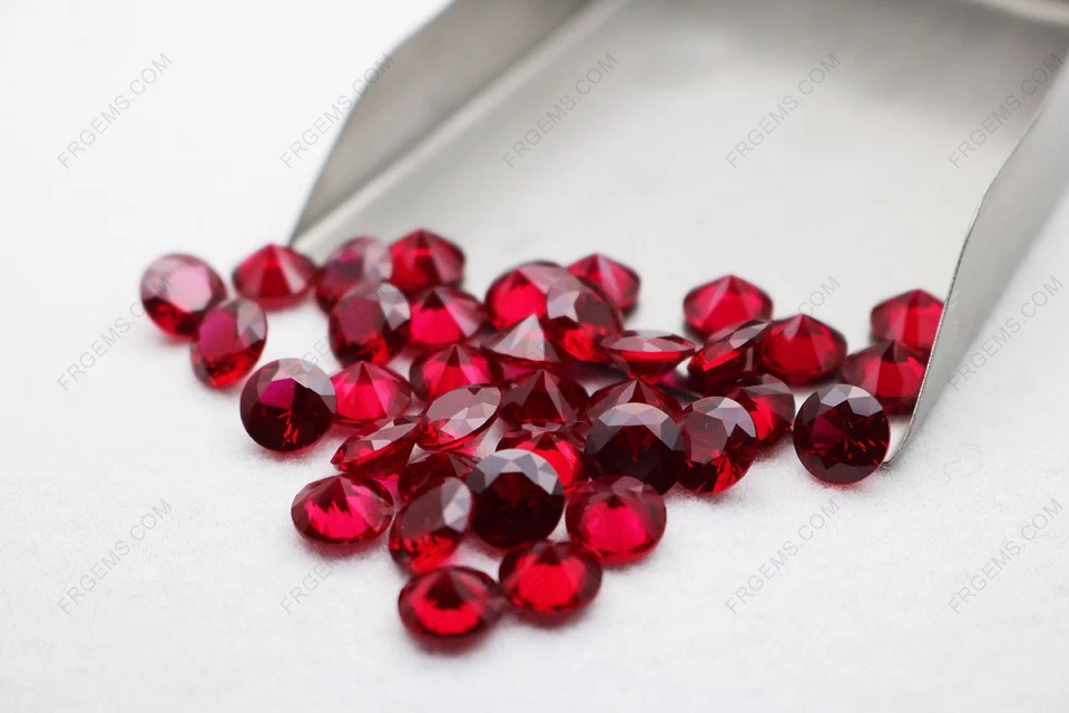 5x5 MM Blood Red Ruby Round Cut VS1 Quality Loose Lab Grown Gemstone 300PCS Lot - Image 4 of 4