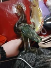 vintage Murano glass fighting rooster hen art glass 6" multicolor no damage.