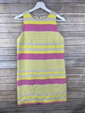 Loft Size 6 Dress Pink Yellow Striped Zip Back Lined Career Sleeveless Summer 