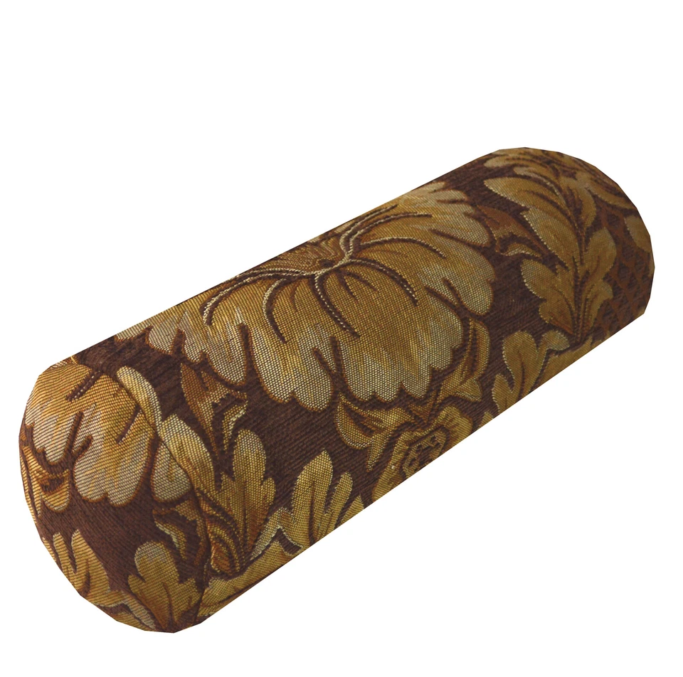 We57 - Brown Big Peony Flower Leaf Bolster Case/Pillow/Sofa Seat Cushion Cover - Image 3 of 4