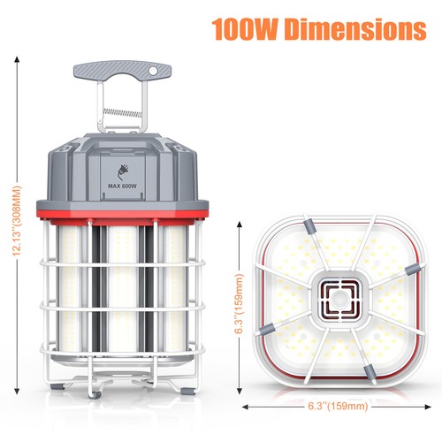 100W LED Temporary Work Light 14100lm Linkable Construction Lights 10ft Cord ETL - Picture 3 of 11