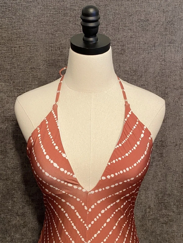 Traje de baño Bar III 1 pieza una pieza rayas punteadas canela 9MBCA09M talla mediana nuevo Foto 2 de 4