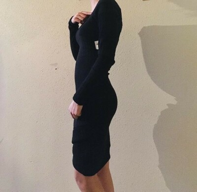 black bodycon dress charlotte russe Charlotte Russe Juniors Black Bodycon Sweater Dress Size S (Brand New)