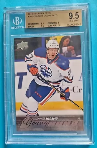 2015-16 Connor McDavid Upper Deck Young Guns Rookie RC #201 BGS 9.5 w/10 GEM MNT