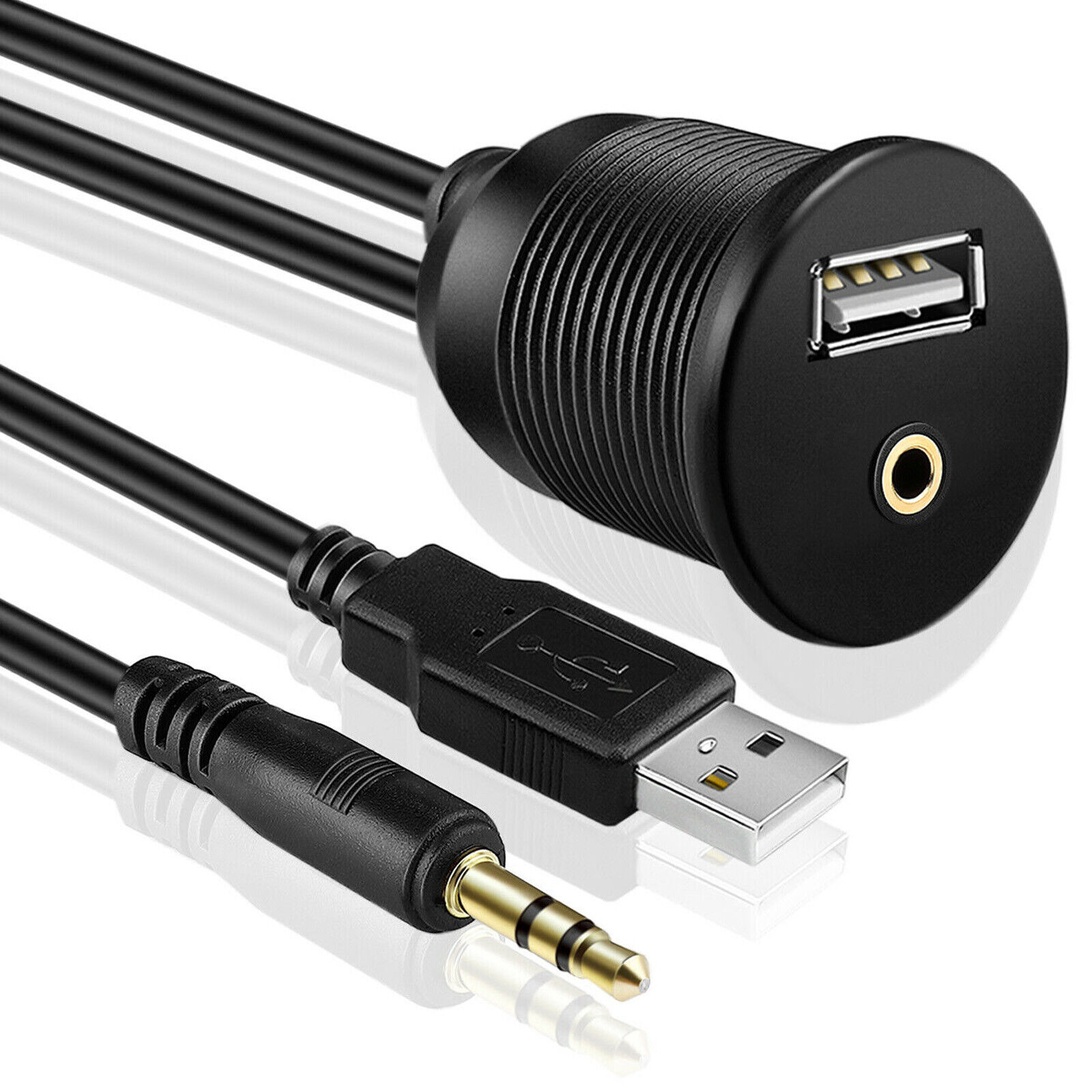 3.5mm Extension Cable Adapter Easily Mount USB Port and Headphone Jack  Ideal for Cars and Boats