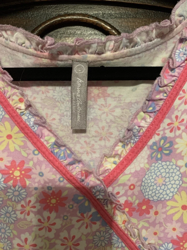 Hanna Andersson Large Womens Floral Dress Long Pink Lavender L EUC Spring Easter - Image 2 of 4