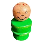 Vtg Fisher Price Little People Boy Green All Wood Body & Wood Head Red Hair