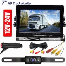 7"Monitor & Backup Camera Night Vision System For RV Truck Bus Parking Rearview