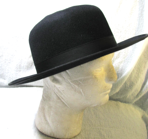 AUTHENTISCHER SCHWARZER AMISH MILLER HUT GRÖSSE 7 1/8 LANG OVAL HALLOWEEN KOSTÜM USA Sehr guter Zustand - Bild 2 von 13