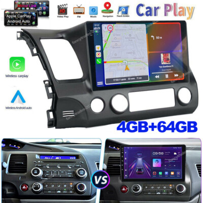 10.1'' Car Radio CarPlay Android 13 WiFi GPS FM 4+64GB For Honda Civic 2006-2011