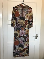 Divinia Providencia Made in Spain Multi Colour Geometric High Neck Dress UK 10