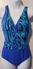 Sirena Signatures Blue Teal Turquoise One Piece Swimsuit Size 10 MADE IN USA