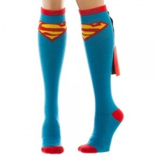 Superman Suit Up 1 Pair Knee High Socks with Shiny Cape DC Comics Official