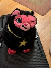 MISFITTENS Black Cat w/Pink Tail 9” Plush Stuffed Animal Toy Basic Fun