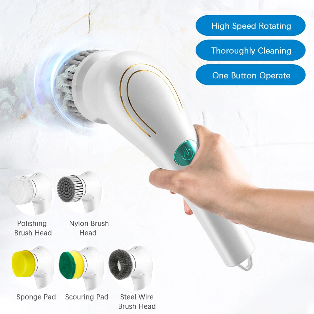 Electric Handheld Spin Scrubber Cordless Cleaning Brush with 2 Rotating  Speeds 