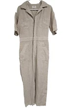 Mate the Label Short Sleeve Utility Jumpsuit Romper Beige Tan Women’s Sz SMALL