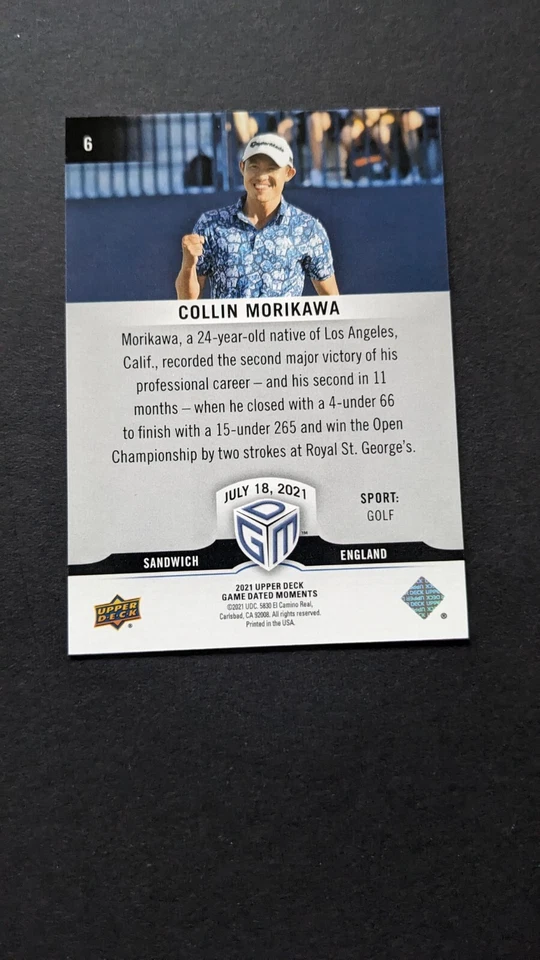 2021 Upper Deck Game Dated Moments #6 Collin Morikawa RC Rookie Golf USA - Image 2 of 2
