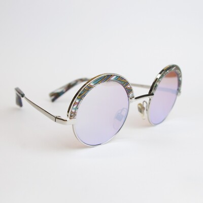Authentische Alain Mikli Sonnenbrille Kreis Sonnenbrille Regenbogen lila Gläser 