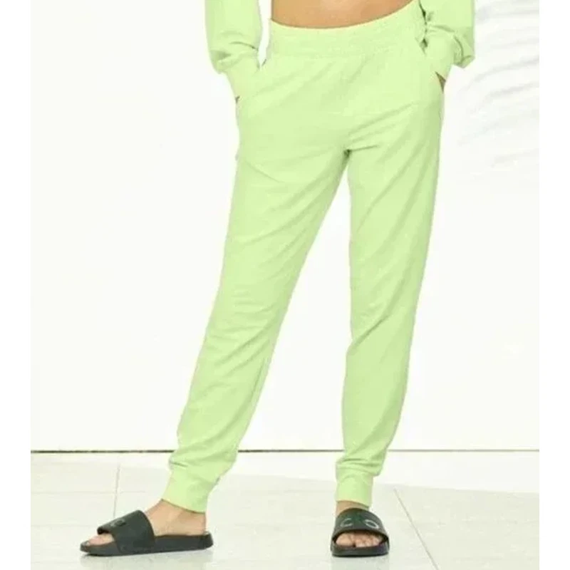 ALO Yoga Unwind Sweatpants French Terry Cozy Jogger Pants XS Neon Lime Green