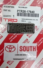 NEW Genuine Toyota TRD Logo Emblem Toyota Racing Carbon Fiber Look, Qty 1