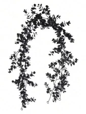 4pcs Black Eucalyptus Wreath Artificial Hanging Plant Vine For Halloween