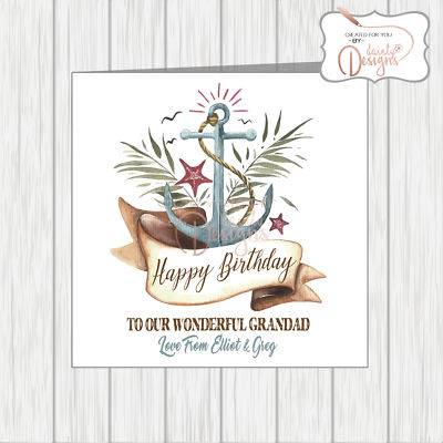Download Personalised Birthday Card Nautical Sailing Boats Sea Theme Granddad Papa Uncle Ebay