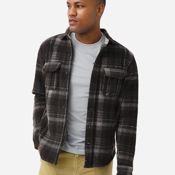 Dime Polar Fleece Mens Fleece Shirts Button Up NWT $198 Johnnie-O