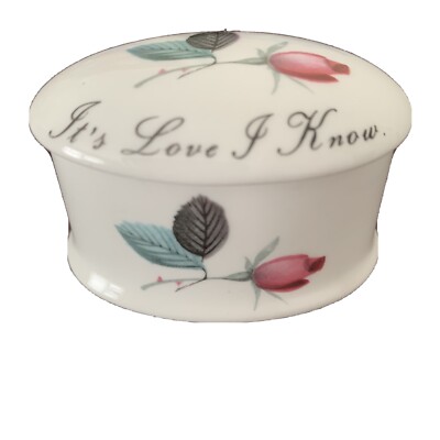 Royal Adderley Floral Bone China  My Hearts Aglow It's Love I know  Trinket Box