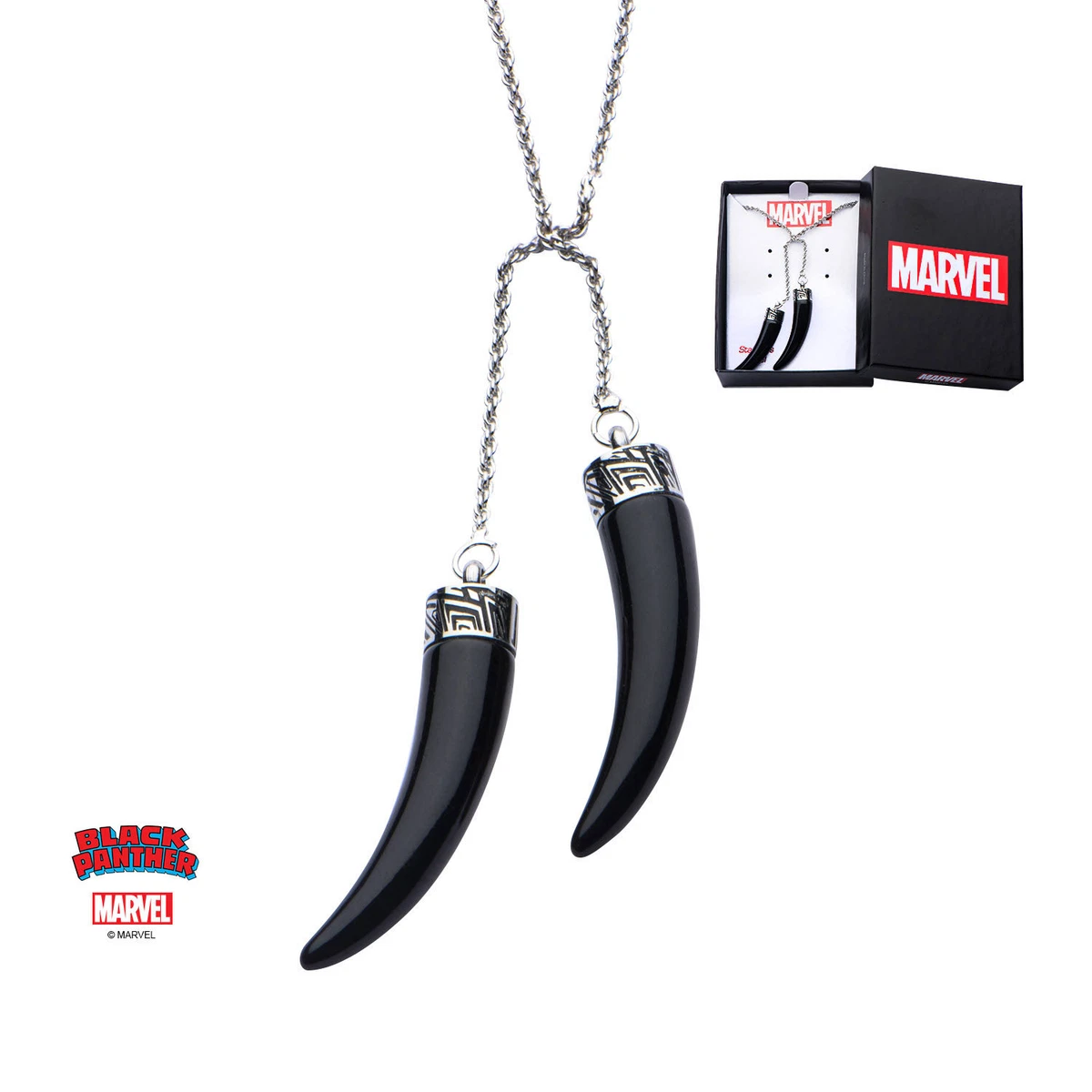 MARVEL COMICS BLACK PANTHER PANTHER CLAW PENDANTS ON CHAIN NECKLACE NEW
