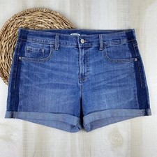 Old Navy Womens 10 Blue Denim Stretch High Rise Cuffed Boyfriend Jean Shorts