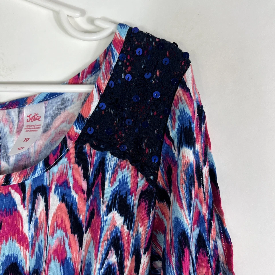 Vestido Justice Jóvenes Niñas Talla 10 Manga Corta Hasta la Rodilla Línea A Cintura Elástica Foto 4 de 4