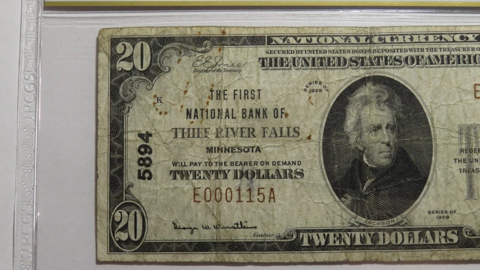 $20 1929 Thief River Falls Minnesota National Currency Bank Note Bill #5894 PCGS - Image 3 of 4